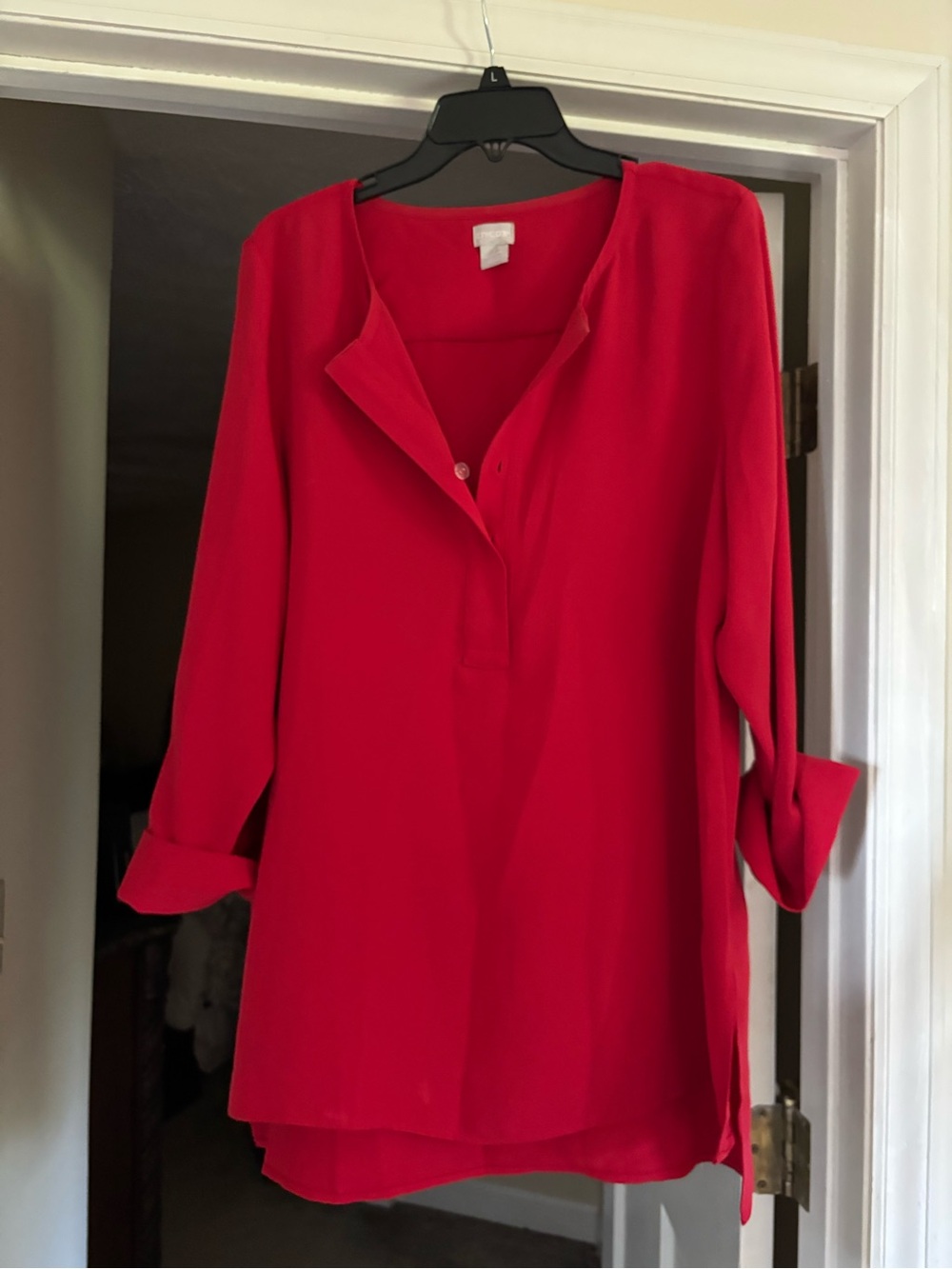 Chico's Bright Red Split-Neck Tunic